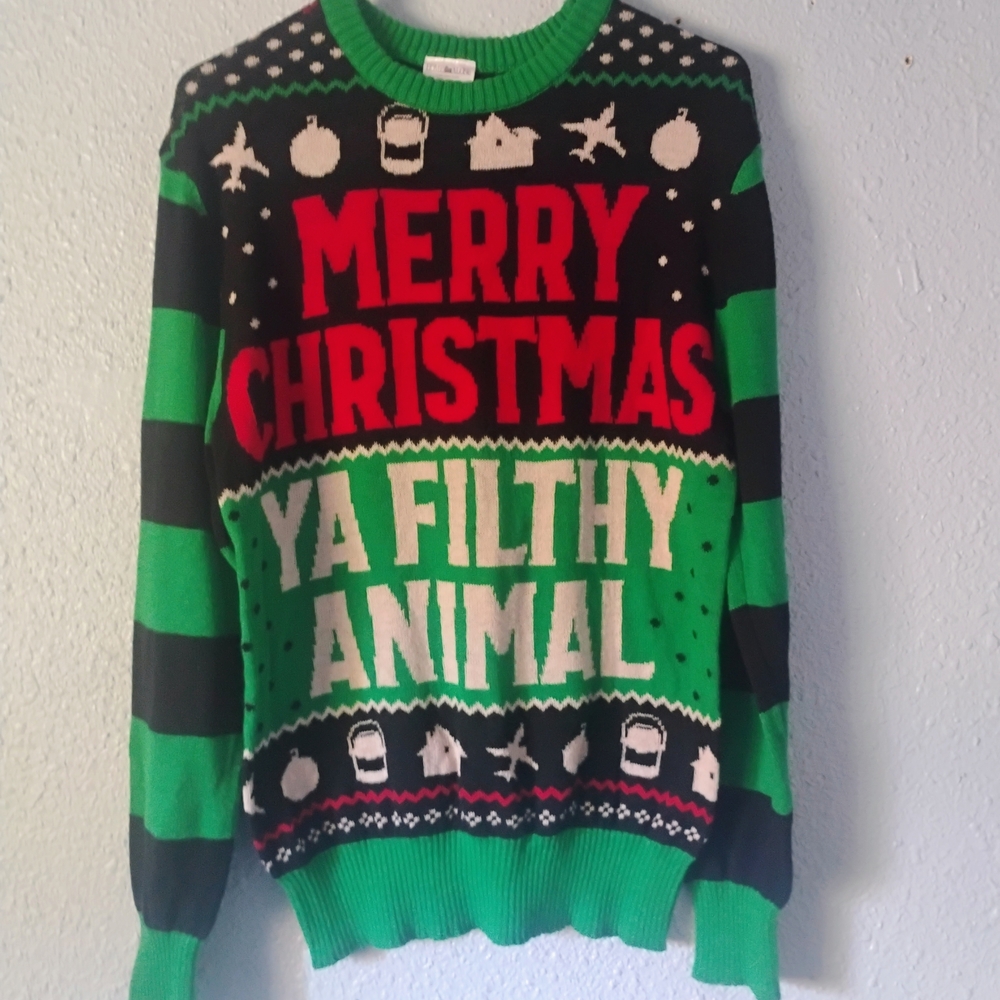 Festive Rare Home Alone Merry Christmas Ya Filthy Animal Crewneck Sweater Vintag